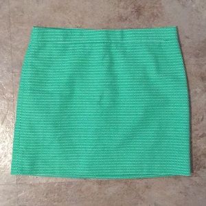 J Crew Green and white pencil skirt